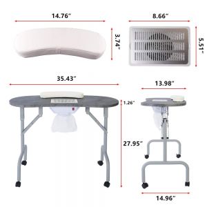 everything for nails ציוד נלווה שולחן מניקור נייד מתקפל בעל שואב וכרית תמיכה 